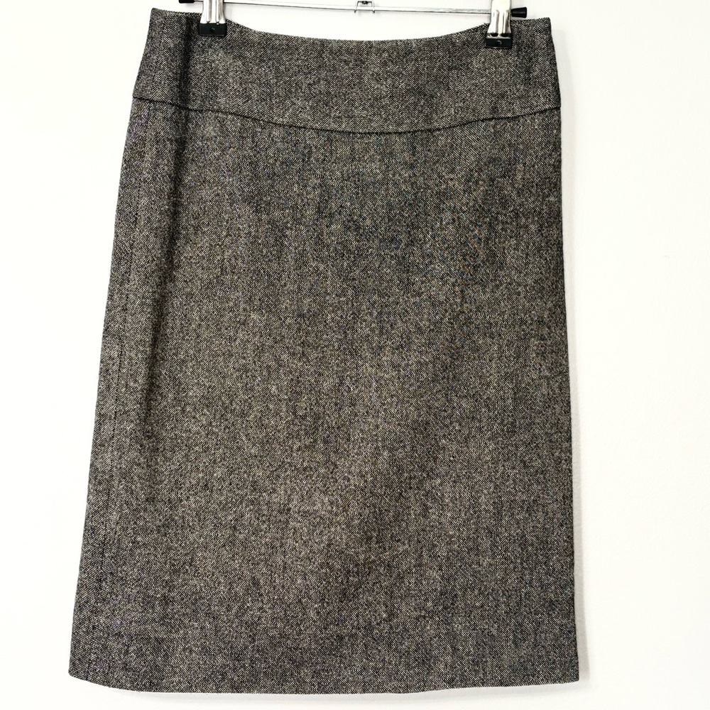 Banana Republic Tweed Wool Blend Lined Pencil Zip Skirt Gray Womens SZ 2 VGUC